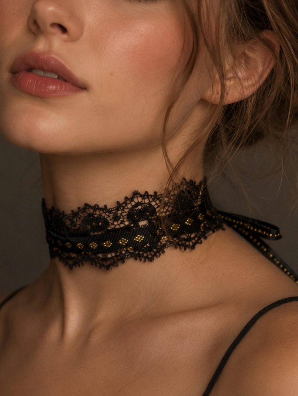 Black Lace Tie Choker Necklace